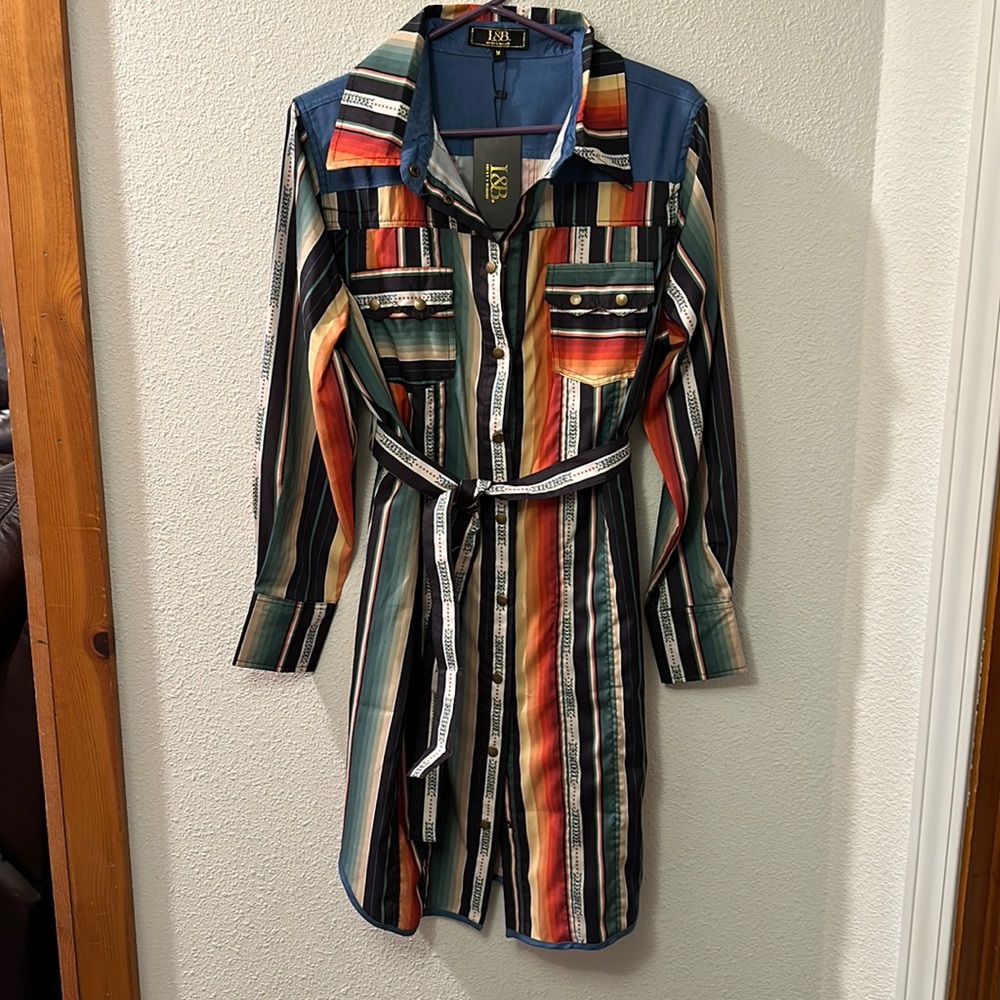 L&B Lucky & Blessed Serape western snap down dress